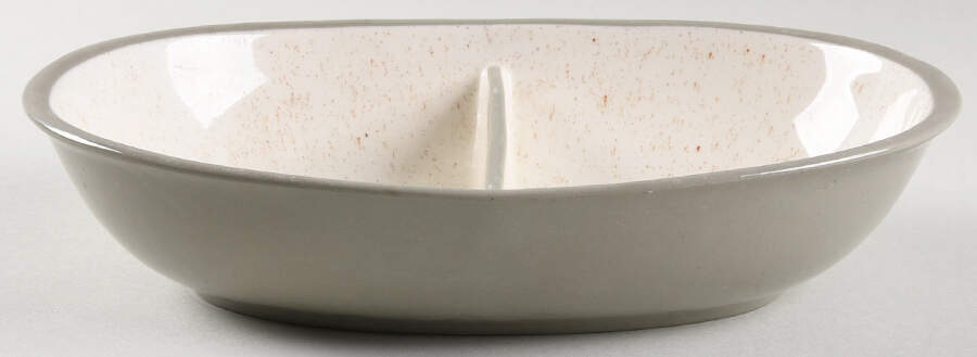White Cap 10" Oval Divided Vegetable Bowl by Harker-1