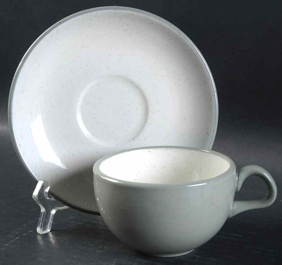 White Cap Flat Cup & Saucer Set by Harker-1