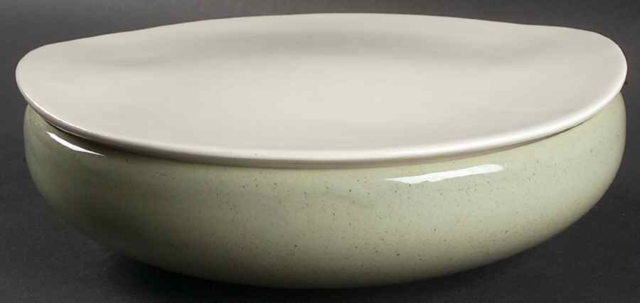 White Clover Meadow Green Round Covered Vegetable by Harker-1