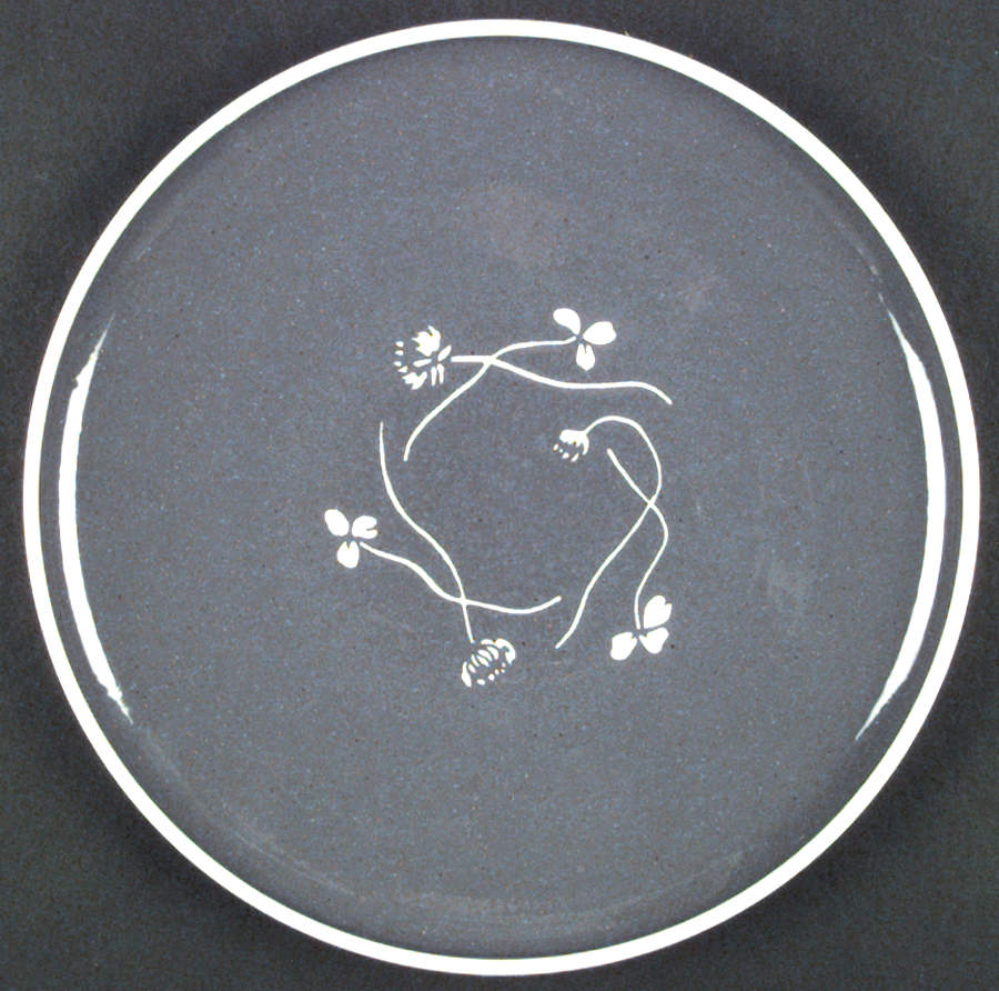 White Clover Charcoal Gray Dinner Plate by Harker-1