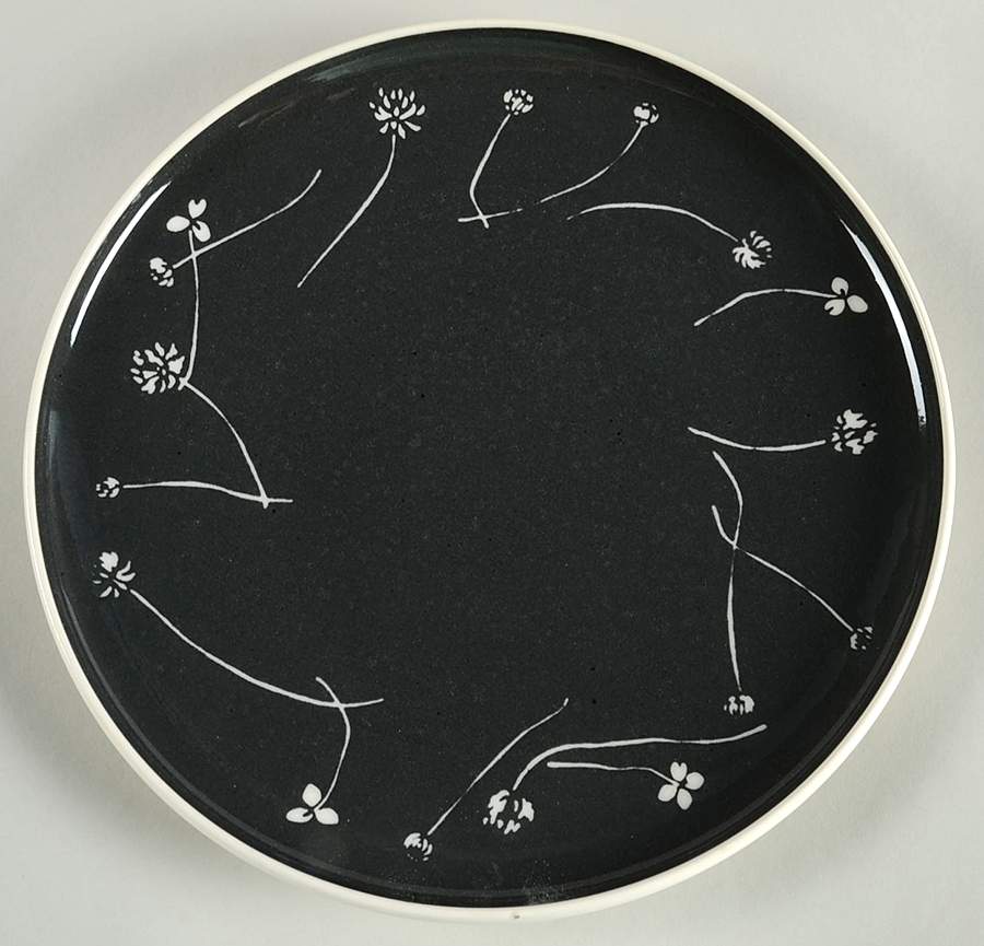 White Clover Charcoal Gray 11" Chop Plate (Round Platter) by Harker-1