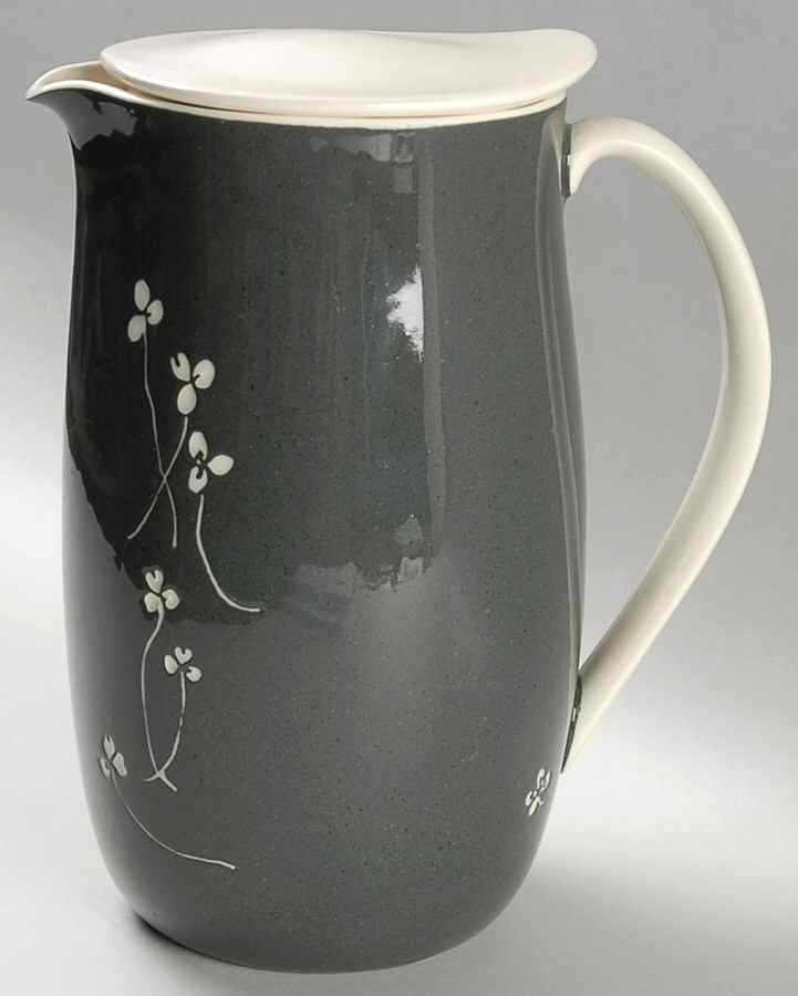 White Clover Charcoal Gray 48 Oz Pitcher with Lid by Harker-1