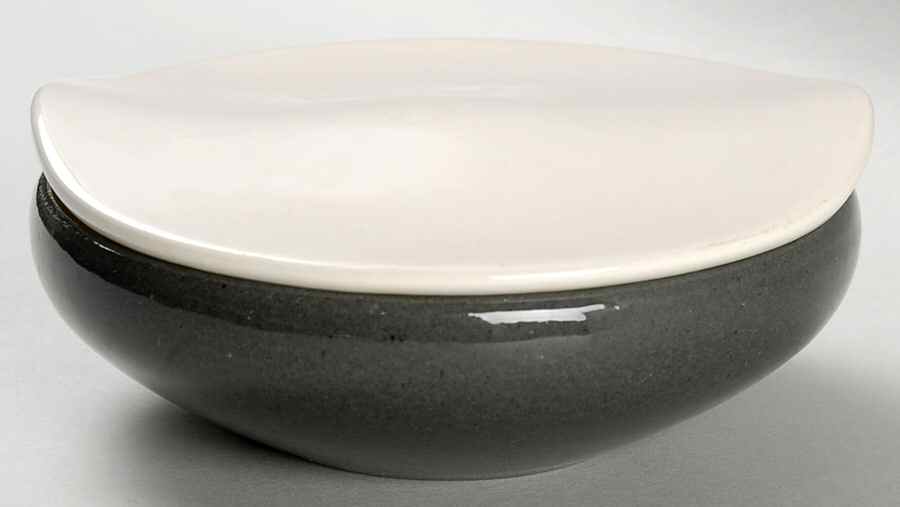 White Clover Charcoal Gray Sugar Bowl & Lid by Harker-1