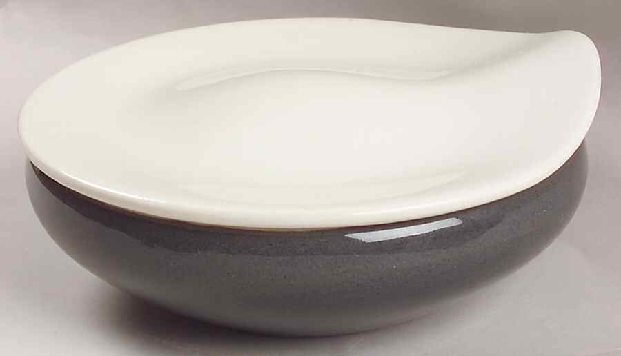 White Clover Charcoal Gray Sugar Bowl & Lid by Harker-1