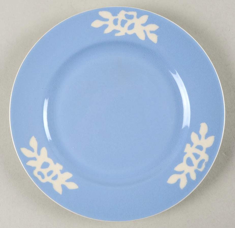 White Rose Blue Salad Plate by Harker-1