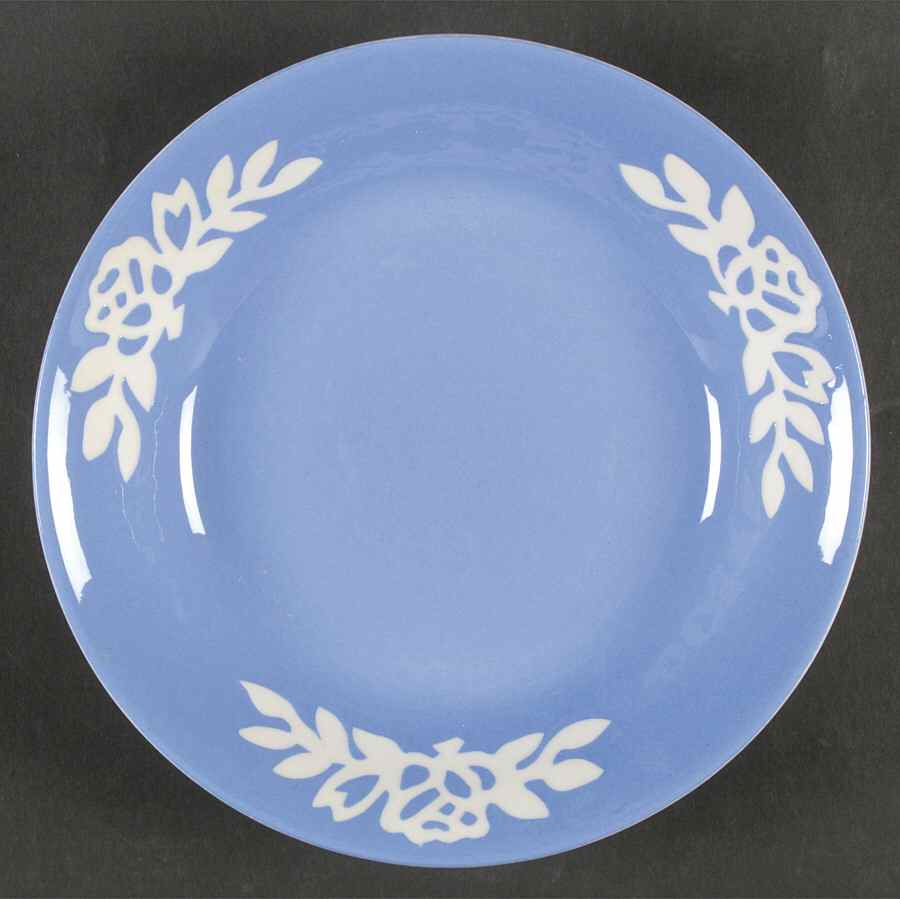White Rose Blue Coupe Soup Bowl by Harker-1