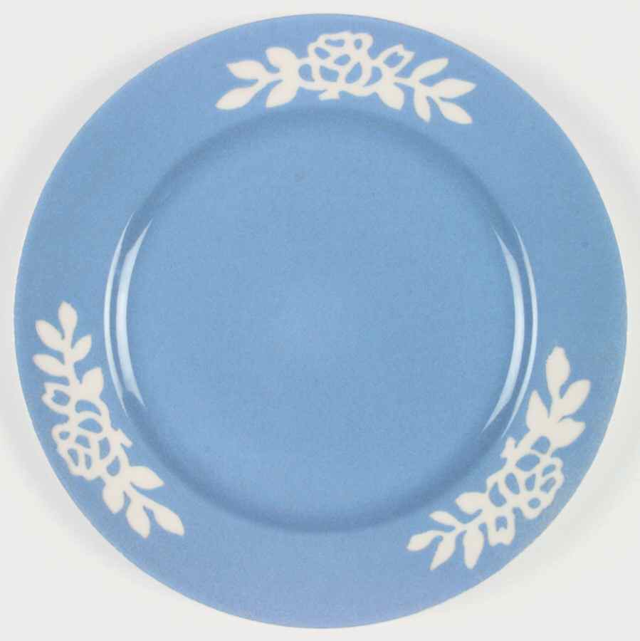 White Rose Blue Dinner Plate by Harker-1