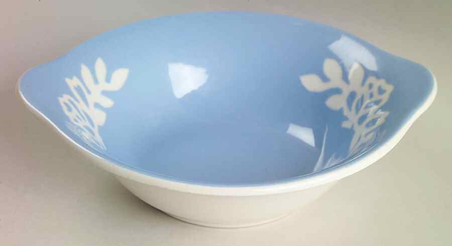 White Rose Blue Lugged Cereal Bowl by Harker-1