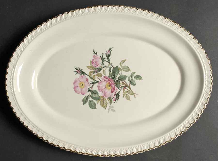 Wild Rose (Royal Gadroon) 16" Oval Serving Platter by Harker-1