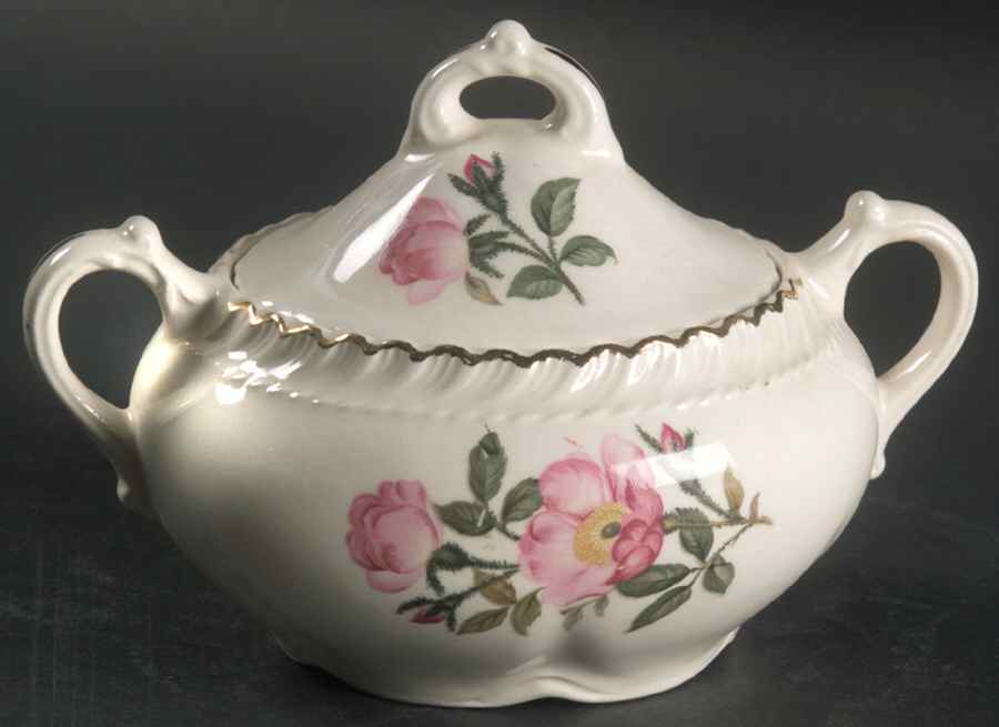 Wild Rose (Royal Gadroon) Sugar Bowl & Lid by Harker-1
