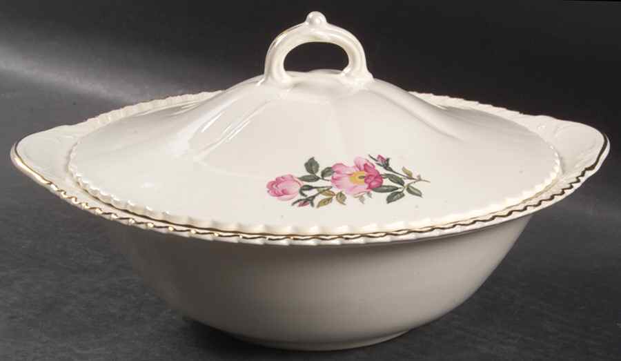 Wild Rose (Royal Gadroon) Round Covered Vegetable by Harker-1