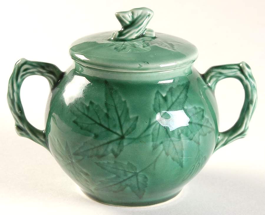 Woodsong Sherwood Green Sugar Bowl & Lid by Harker-1