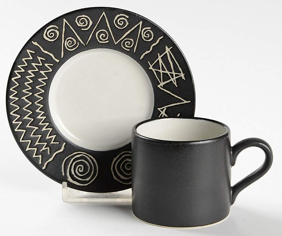 Scraffito Flat Demitasse Cup & Saucer Set by Habitat-1