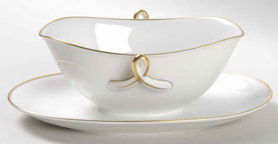 14092 White Gravy Boat with Attached Underplate by Heinrich - H&C-1