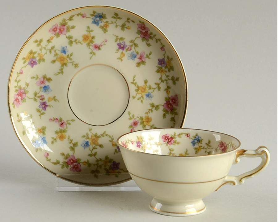 Arcadia (Gold Trim) Footed Demitasse Cup & Saucer Set by Heinrich - H&C-1