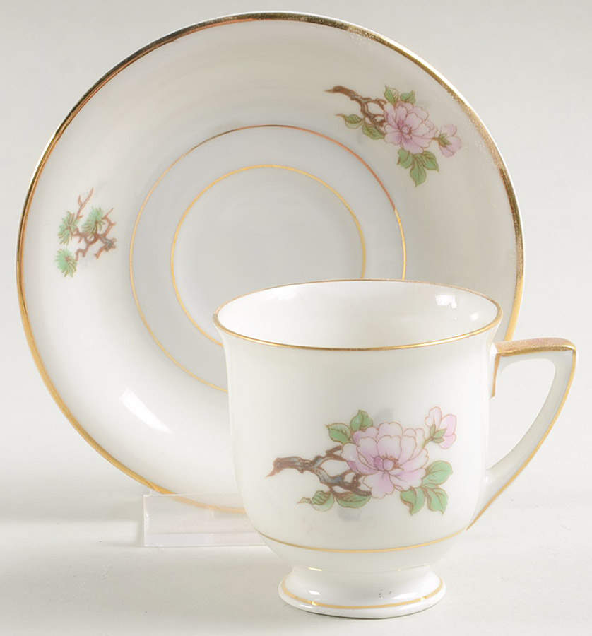 Bird of Paradise Footed Demitasse Cup & Saucer Set by Heinrich - H&C-1