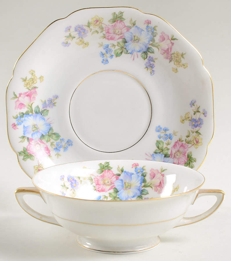 Blossom Footed Cream Soup Bowl & Saucer Set by Heinrich - H&C-1