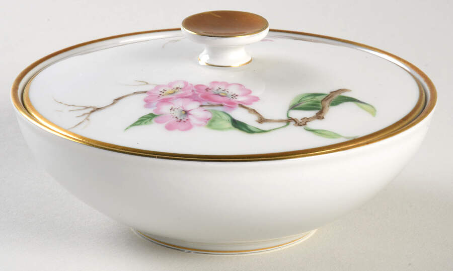Blossomtime White Sugar Bowl & Lid by Heinrich - H&C-1