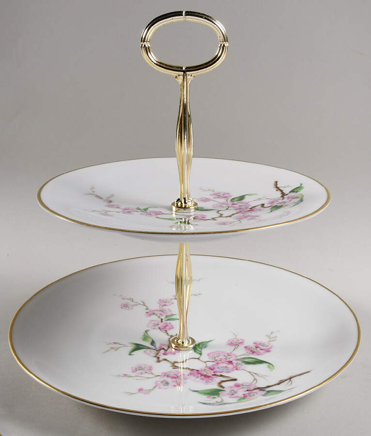 Blossomtime White 6 5/8"-10"  2 Tiered Serving Tray (Dp, Sp) HC by Heinrich - H&C-1