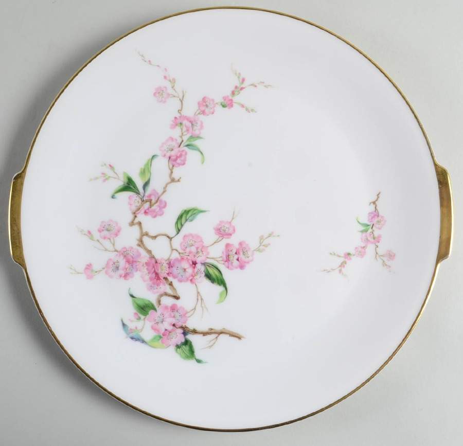 Blossomtime White Handled Cake Plate by Heinrich - H&C-1