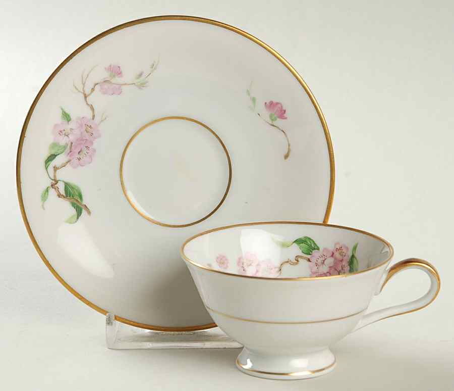 Blossomtime White Footed Demitasse Cup & Saucer Set by Heinrich - H&C-1