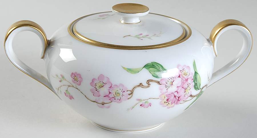 Blossomtime White Sugar Bowl & Lid by Heinrich - H&C-1