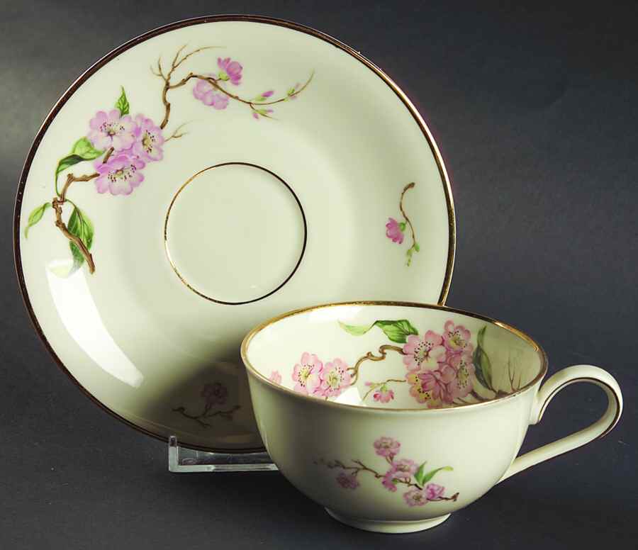 Blossomtime Cream Flat Cup & Saucer Set by Heinrich - H&C-1