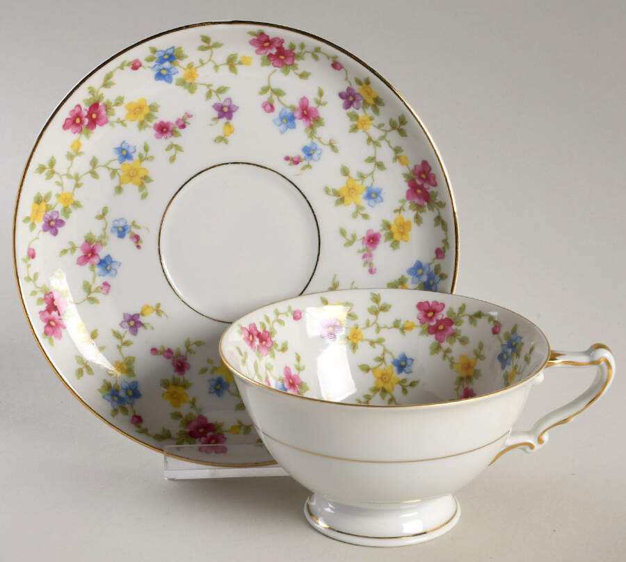 Coquette White Footed Cup & Saucer Set by Heinrich - H&C-1