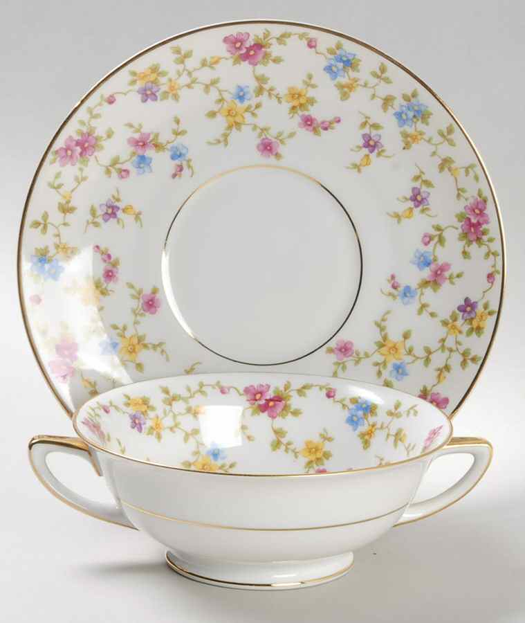 Coquette White Footed Cream Soup Bowl & Saucer Set by Heinrich - H&C-1