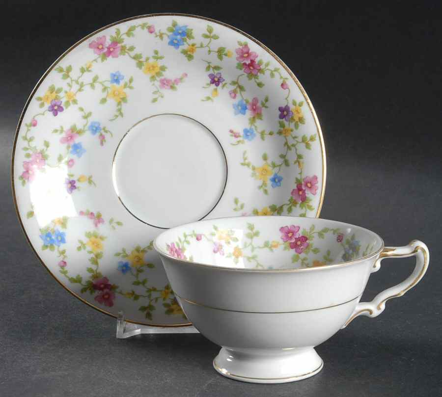 Coquette White Footed Demitasse Cup & Saucer Set by Heinrich - H&C-1