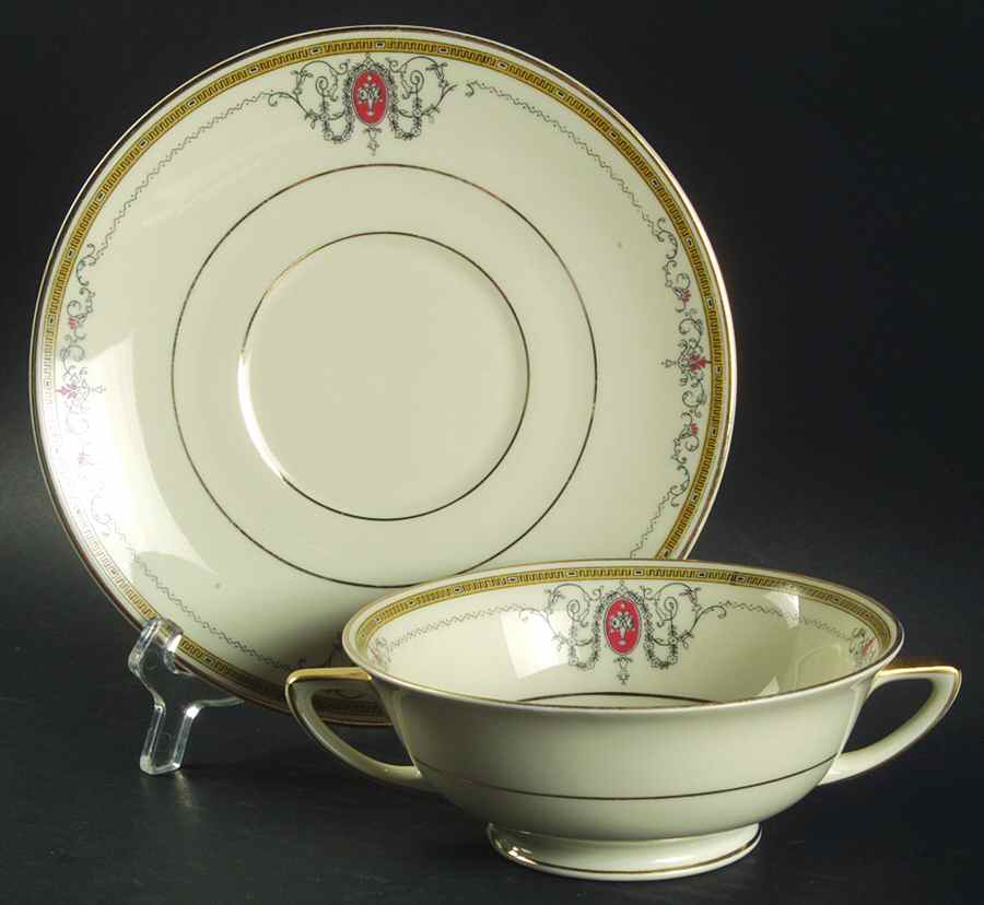 Crusader (Smooth) Footed Cream Soup Bowl & Saucer Set by Heinrich - H&C-1