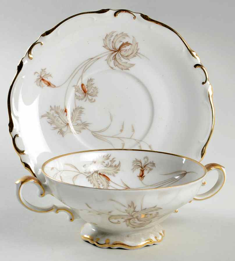 Du Barry Footed Cream Soup Bowl & Saucer Set by Heinrich - H&C-1
