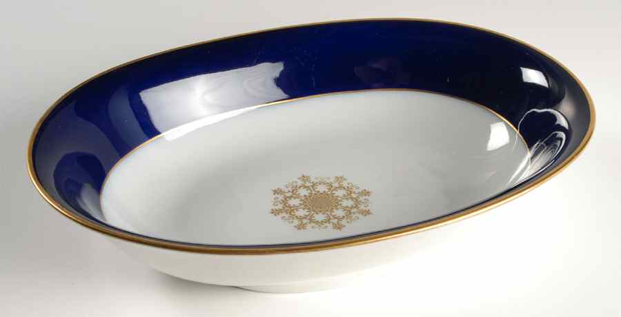 Empire (Gold Medallion, Cobalt Band, #A8977) 10" Oval Vegetable Bowl by Heinrich - H&C-1