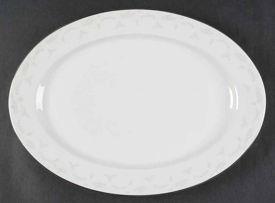 Ferndale (Newer, Platinum Trim) 14" Oval Serving Platter by Heinrich - H&C-1