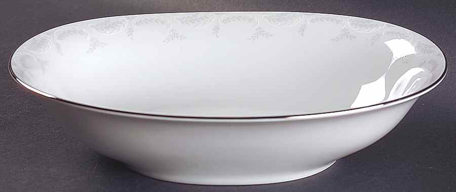 Ferndale (Newer, Platinum Trim) 10" Oval Vegetable Bowl by Heinrich - H&C-1