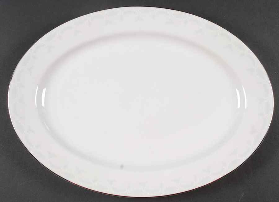 Ferndale (Newer, Platinum Trim) 12" Oval Serving Platter by Heinrich - H&C-1