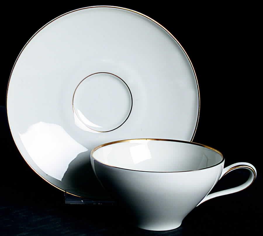 Gold Band Flat Cup & Saucer Set by Heinrich - H&C-1