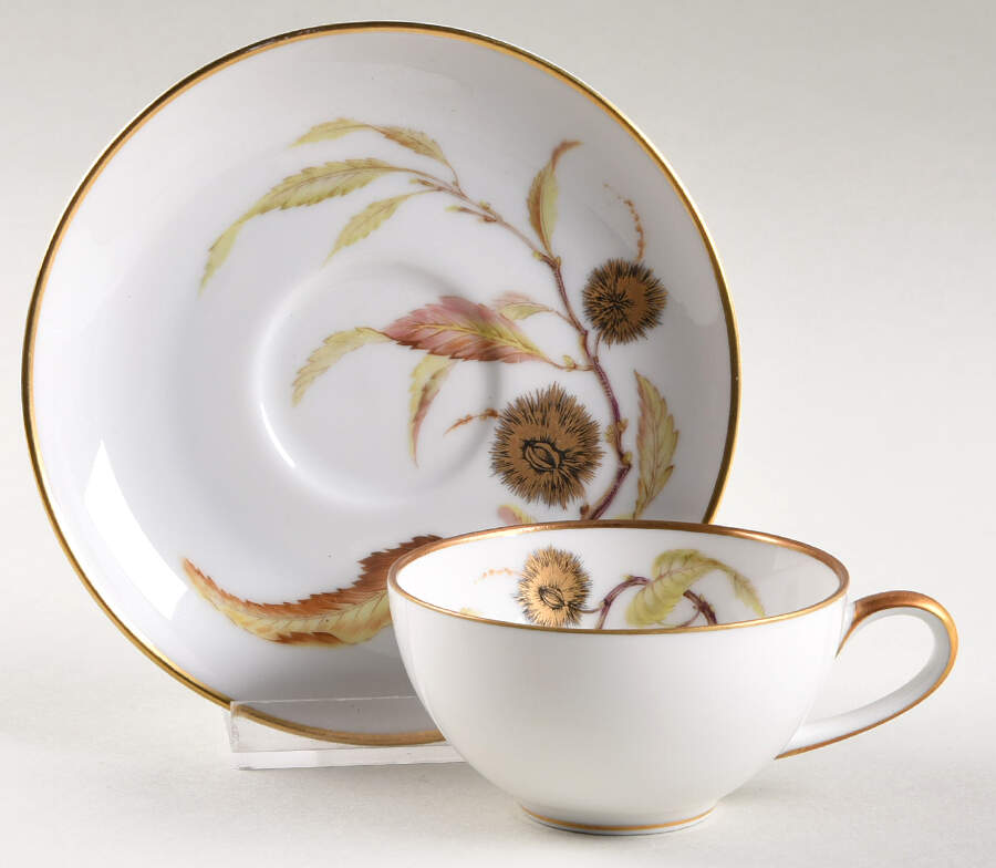 Golden Chestnut Flat Demitasse Cup & Saucer Set by Heinrich - H&C-1