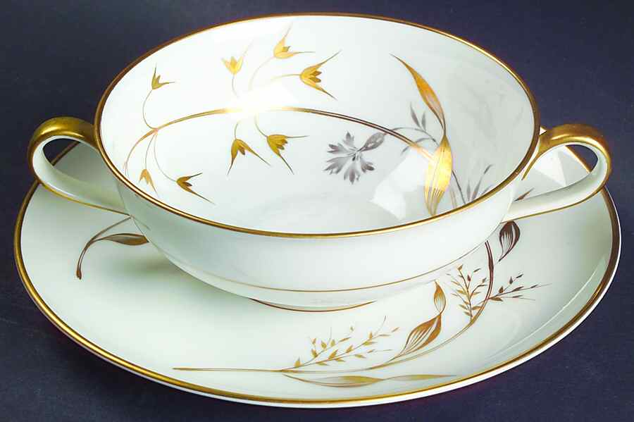 Golden Harvest Flat Cream Soup Bowl & Saucer Set by Heinrich - H&C-1