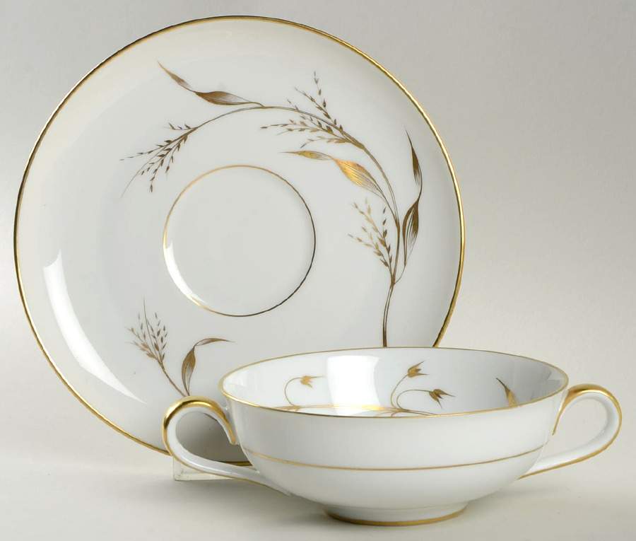 Golden Harvest Flat Cream Soup Bowl & Saucer Set by Heinrich - H&C-1