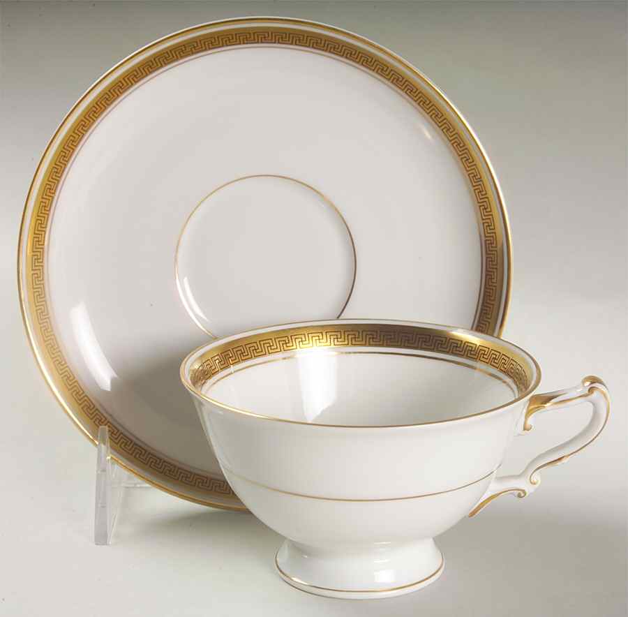 Golden Key Footed Cup & Saucer Set by Heinrich - H&C-1