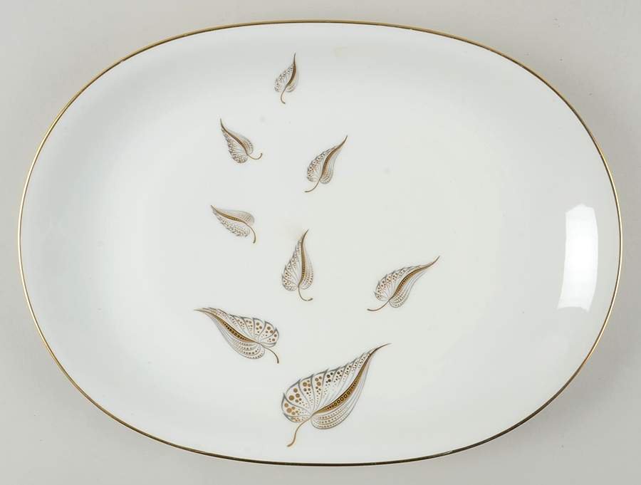 Golden Leaves 14" Oval Serving Platter by Heinrich - H&C-1