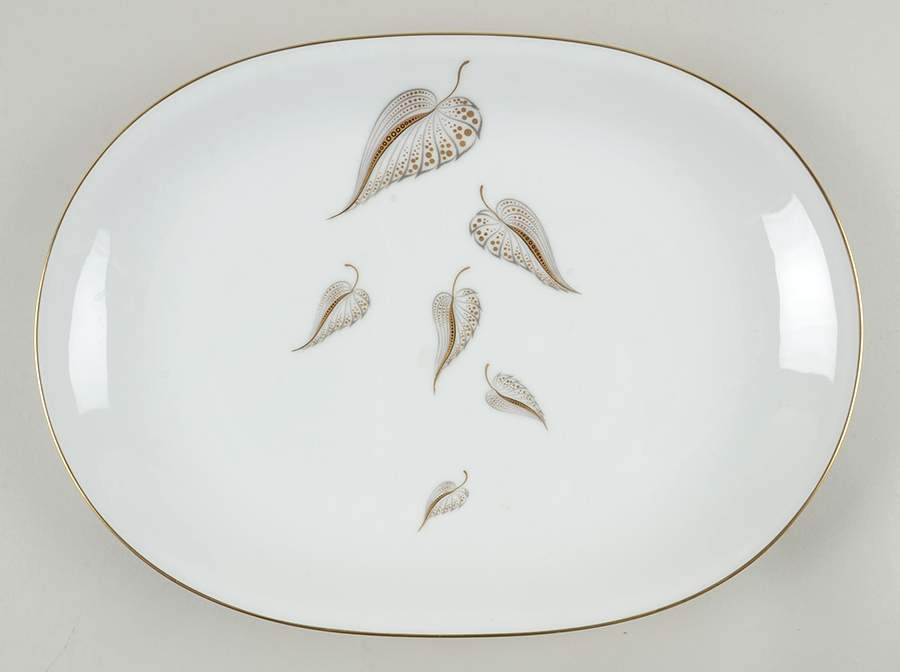 Golden Leaves 13" Oval Serving Platter by Heinrich - H&C-1