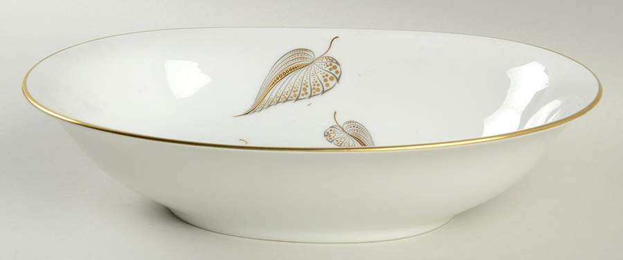 Golden Leaves 10" Oval Vegetable Bowl by Heinrich - H&C-1