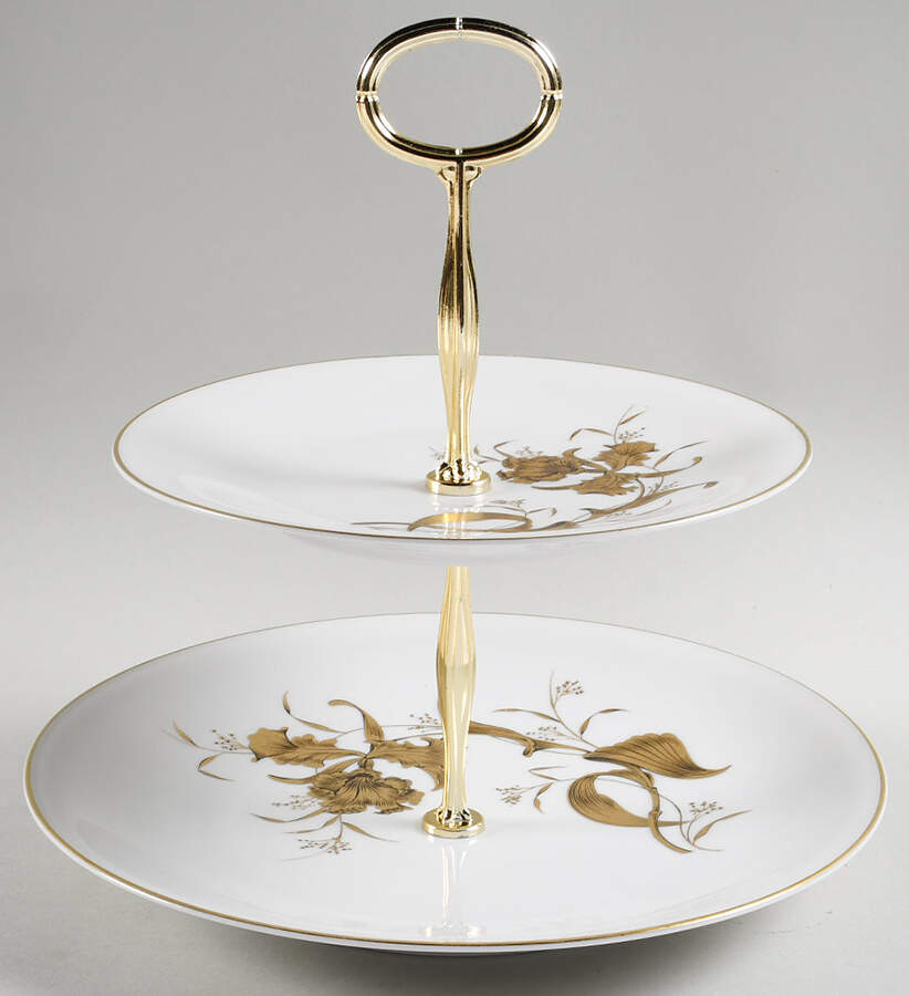 Golden Orchid 6 5/8"-10"  2 Tiered Serving Tray (Dp, Sp) HC by Heinrich - H&C-1