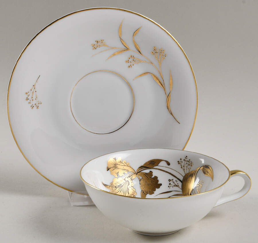 Golden Orchid Flat Cup & Saucer Set by Heinrich - H&C-1