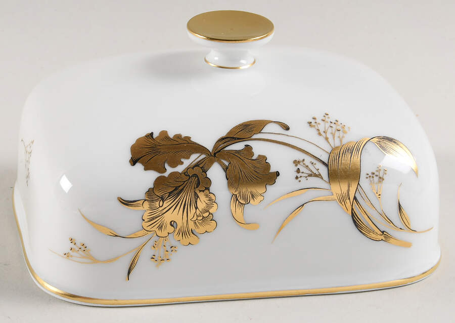 Golden Orchid Lid for Square Butter by Heinrich - H&C-1