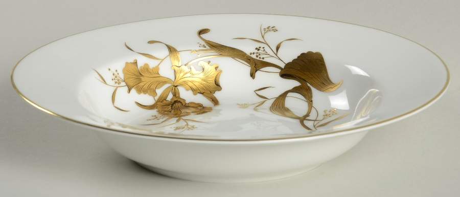 Golden Orchid Rim Soup Bowl by Heinrich - H&C-1