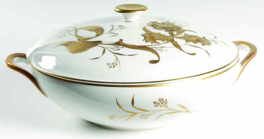 Golden Orchid Round Covered Vegetable by Heinrich - H&C-1