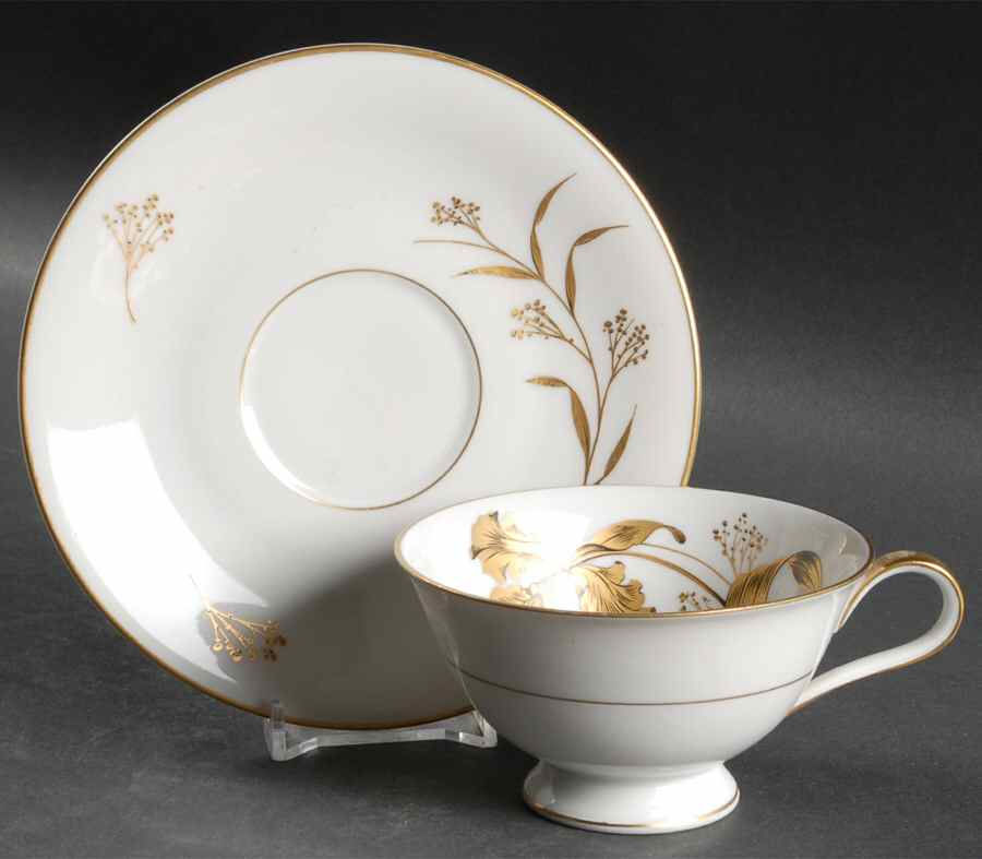 Golden Orchid Footed Cup & Saucer Set by Heinrich - H&C-1